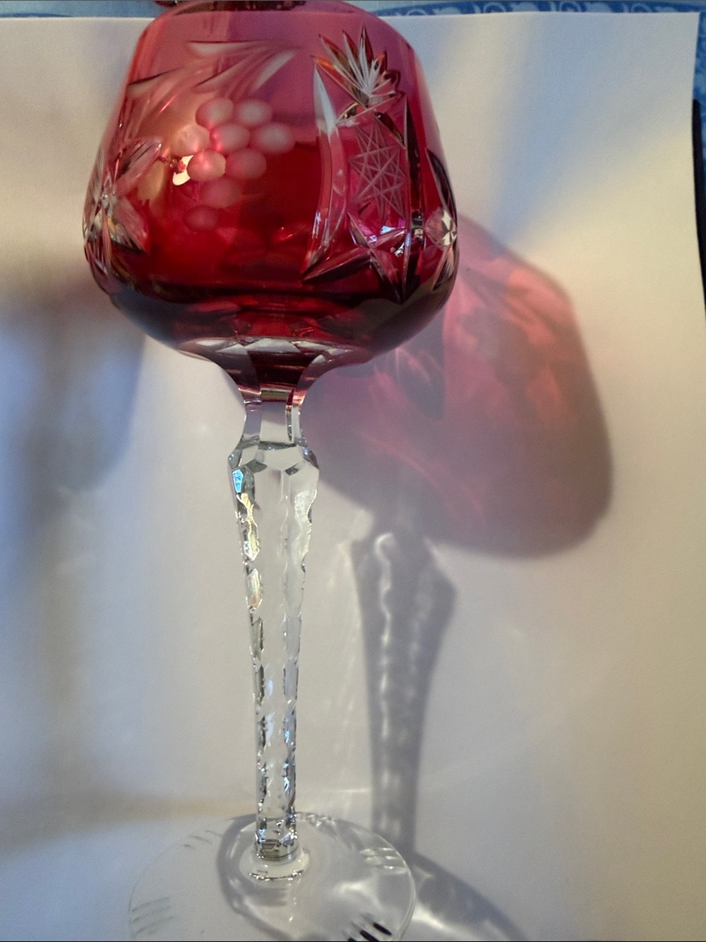 Nachtmann Traube Ruby Cut to Clear Crystal Tall Hock Wine Glass
